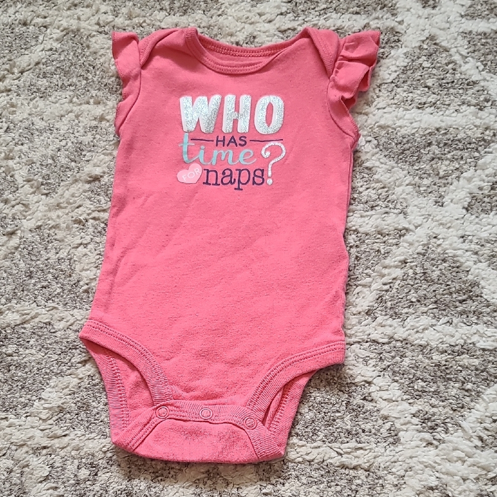 15 for $10 - Carter's Girls 3m Pink "Who Has Time For Naps" Short Sleeve Onesie